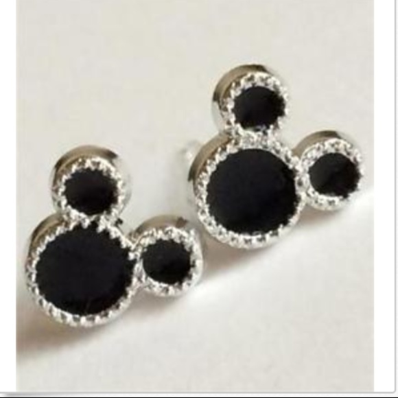 Black Enamel Mickey Mouse Ears Disney Earrings - Picture 2 of 8